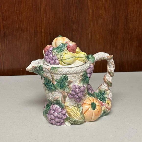Vintage Fitz and Floyd Omnibus Embossed Autumn Harvest Tea pot - Picture 16 of 16